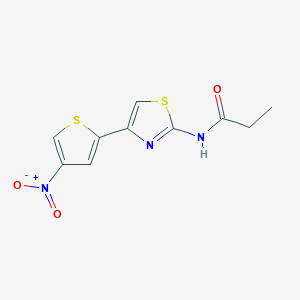 molecular formula C10H9N3O3S2 B2969164 N-[4-(4-nitrothiophen-2-yl)-1,3-thiazol-2-yl]propanamide CAS No. 391867-97-3