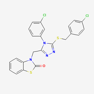 molecular formula C23H16Cl2N4OS2 B2969169 3-((5-((4-chlorobenzyl)thio)-4-(3-chlorophenyl)-4H-1,2,4-triazol-3-yl)methyl)benzo[d]thiazol-2(3H)-one CAS No. 847403-53-6