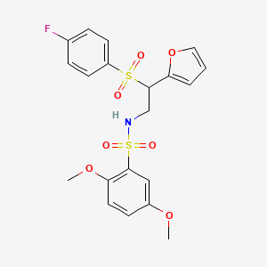 molecular formula C20H20FNO7S2 B2969173 N-(2-((4-fluorophenyl)sulfonyl)-2-(furan-2-yl)ethyl)-2,5-dimethoxybenzenesulfonamide CAS No. 896328-42-0