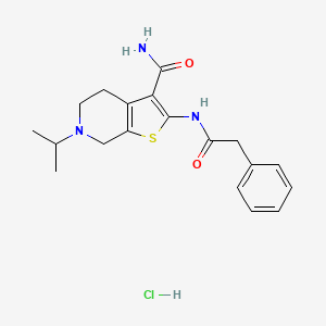 molecular formula C19H24ClN3O2S B2969175 6-Isopropyl-2-(2-phenylacetamido)-4,5,6,7-tetrahydrothieno[2,3-c]pyridine-3-carboxamide hydrochloride CAS No. 1177833-88-3