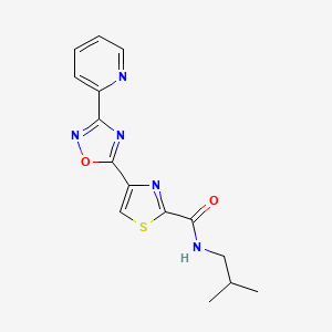 molecular formula C15H15N5O2S B2969176 N-isobutyl-4-(3-(pyridin-2-yl)-1,2,4-oxadiazol-5-yl)thiazole-2-carboxamide CAS No. 1286702-50-8