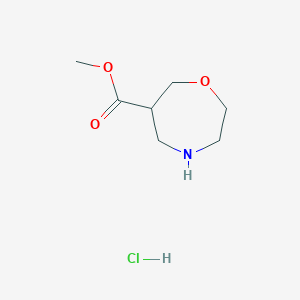 molecular formula C7H14ClNO3 B2969178 甲基-1,4-噁氮杂环庚烷-6-羧酸甲酯盐酸盐 CAS No. 2149643-75-2