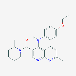 molecular formula C24H28N4O2 B2969179 (4-((4-乙氧基苯基)氨基)-7-甲基-1,8-萘啶-3-基)(2-甲基哌嗪-1-基)甲酮 CAS No. 1251610-32-8