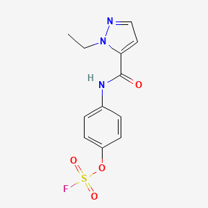 molecular formula C12H12FN3O4S B2969181 1-Ethyl-5-[(4-fluorosulfonyloxyphenyl)carbamoyl]pyrazole CAS No. 2411274-65-0