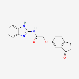molecular formula C18H15N3O3 B2969188 N-(1H-benzo[d]imidazol-2-yl)-2-((3-oxo-2,3-dihydro-1H-inden-5-yl)oxy)acetamide CAS No. 1203067-04-2