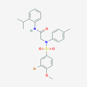 molecular formula C25H27BrN2O4S B296919 2-{[(3-bromo-4-methoxyphenyl)sulfonyl]-4-methylanilino}-N-(2-isopropylphenyl)acetamide 