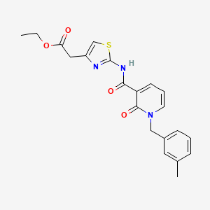 molecular formula C21H21N3O4S B2969197 Ethyl 2-(2-(1-(3-methylbenzyl)-2-oxo-1,2-dihydropyridine-3-carboxamido)thiazol-4-yl)acetate CAS No. 899754-11-1