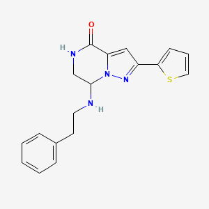 molecular formula C18H18N4OS B2969200 7-[(2-phenylethyl)amino]-2-(2-thienyl)-6,7-dihydropyrazolo[1,5-a]pyrazin-4(5H)-one CAS No. 2109478-84-2