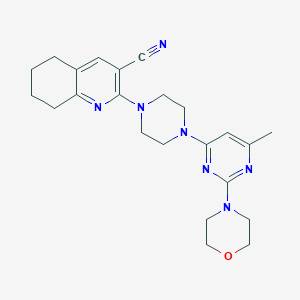 molecular formula C23H29N7O B2969201 2-[4-(6-Methyl-2-morpholin-4-ylpyrimidin-4-yl)piperazin-1-yl]-5,6,7,8-tetrahydroquinoline-3-carbonitrile CAS No. 2415518-34-0