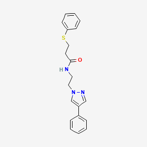 molecular formula C20H21N3OS B2969204 N-(2-(4-phenyl-1H-pyrazol-1-yl)ethyl)-3-(phenylthio)propanamide CAS No. 2034553-08-5