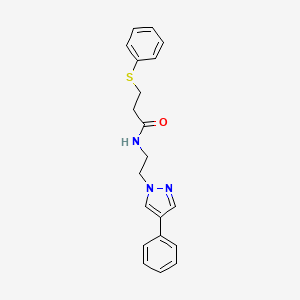 molecular formula C20H21N3OS B2969204 N-(2-(4-苯基-1H-吡唑-1-基)乙基)-3-(苯硫基)丙酰胺 CAS No. 2034553-08-5