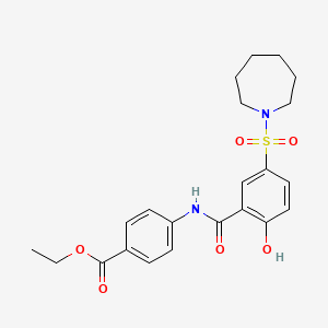 molecular formula C22H26N2O6S B2969206 4-(5-(氮杂环-1-基磺酰基)-2-羟基苯甲酰氨基)苯甲酸乙酯 CAS No. 941252-13-7