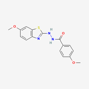 molecular formula C16H15N3O3S B2969218 4-甲氧基-N'-(6-甲氧基-1,3-苯并噻唑-2-基)苯甲酰肼 CAS No. 851979-70-9