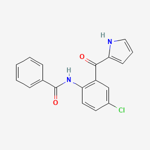 molecular formula C18H13ClN2O2 B2969221 N-[4-chloro-2-(1H-pyrrole-2-carbonyl)phenyl]benzamide CAS No. 1026942-59-5
