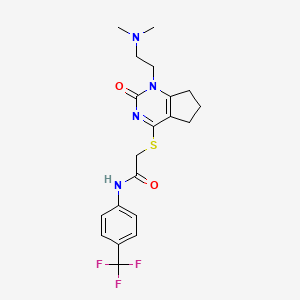 molecular formula C20H23F3N4O2S B2969229 2-((1-(2-(dimethylamino)ethyl)-2-oxo-2,5,6,7-tetrahydro-1H-cyclopenta[d]pyrimidin-4-yl)thio)-N-(4-(trifluoromethyl)phenyl)acetamide CAS No. 898445-24-4
