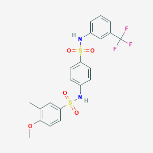 molecular formula C21H19F3N2O5S2 B296923 4-methoxy-3-methyl-N-(4-{[3-(trifluoromethyl)anilino]sulfonyl}phenyl)benzenesulfonamide 