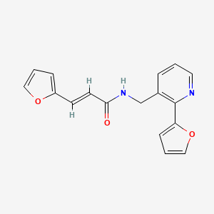 molecular formula C17H14N2O3 B2969232 (E)-3-(furan-2-yl)-N-((2-(furan-2-yl)pyridin-3-yl)methyl)acrylamide CAS No. 2035001-68-2