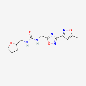 molecular formula C13H17N5O4 B2969237 1-((3-(5-Methylisoxazol-3-yl)-1,2,4-oxadiazol-5-yl)methyl)-3-((tetrahydrofuran-2-yl)methyl)urea CAS No. 1903250-64-5