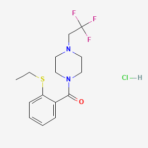 molecular formula C15H20ClF3N2OS B2969240 (2-(乙硫基)苯基)(4-(2,2,2-三氟乙基)哌嗪-1-基)甲苯酮盐酸盐 CAS No. 1351634-96-2
