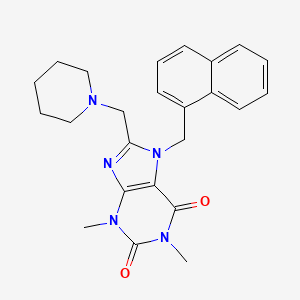 molecular formula C24H27N5O2 B2969243 1,3-二甲基-7-(萘-1-基甲基)-8-(哌啶-1-基甲基)-1H-嘌呤-2,6(3H,7H)-二酮 CAS No. 797775-63-4