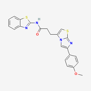 molecular formula C22H18N4O2S2 B2969244 N-(benzo[d]thiazol-2-yl)-3-(6-(4-methoxyphenyl)imidazo[2,1-b]thiazol-3-yl)propanamide CAS No. 1171678-77-5