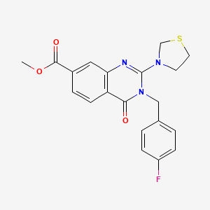 molecular formula C20H18FN3O3S B2969248 Methyl {[6-({[(3,5-dimethylphenyl)amino]carbonyl}amino)-2-(4-methylphenyl)quinolin-4-yl]oxy}acetate CAS No. 1251549-42-4