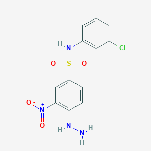 molecular formula C12H11ClN4O4S B2969250 N-(3-Chloro-phenyl)-4-hydrazino-3-nitro-benzenesulfonamide CAS No. 327092-54-6