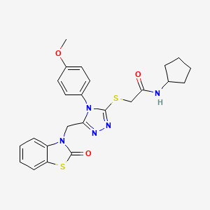 molecular formula C24H25N5O3S2 B2969258 N-cyclopentyl-2-((4-(4-methoxyphenyl)-5-((2-oxobenzo[d]thiazol-3(2H)-yl)methyl)-4H-1,2,4-triazol-3-yl)thio)acetamide CAS No. 862829-51-4