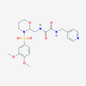 molecular formula C21H26N4O7S B2969263 N1-((3-((3,4-dimethoxyphenyl)sulfonyl)-1,3-oxazinan-2-yl)methyl)-N2-(pyridin-4-ylmethyl)oxalamide CAS No. 872976-34-6