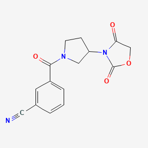 molecular formula C15H13N3O4 B2969268 3-(3-(2,4-Dioxooxazolidin-3-yl)pyrrolidine-1-carbonyl)benzonitrile CAS No. 2034240-37-2