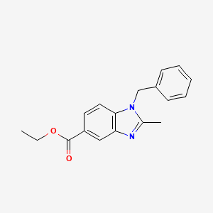 molecular formula C18H18N2O2 B2969271 Ethyl 1-benzyl-2-methyl-1,3-benzodiazole-5-carboxylate CAS No. 1845698-64-7
