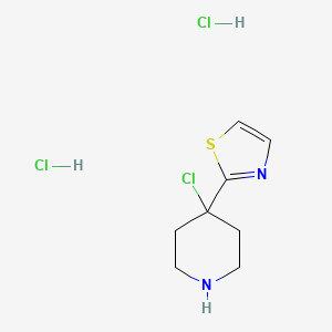 molecular formula C8H13Cl3N2S B2969272 4-Chloro-4-(1,3-thiazol-2-yl)piperidine dihydrochloride CAS No. 2230798-56-6