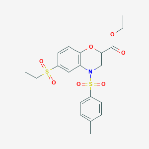 ethyl 6-(ethylsulfonyl)-4-[(4-methylphenyl)sulfonyl]-3,4-dihydro-2H-1,4-benzoxazine-2-carboxylate