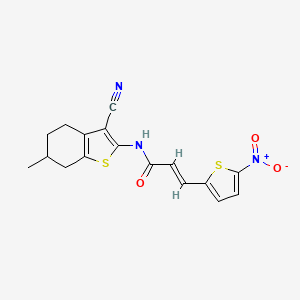(E)-N-(3-cyano-6-methyl-4,5,6,7-tetrahydrobenzo[b]thiophen-2-yl)-3-(5-nitrothiophen-2-yl)acrylamide