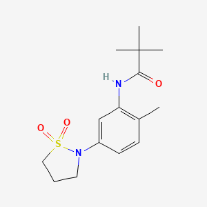 molecular formula C15H22N2O3S B2969279 N-(5-(1,1-二氧化异噻唑烷-2-基)-2-甲基苯基)叔丁酰胺 CAS No. 899956-65-1