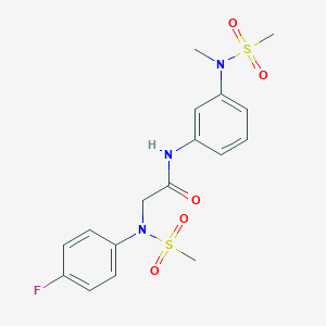 molecular formula C17H20FN3O5S2 B296929 2-[4-fluoro(methylsulfonyl)anilino]-N-{3-[methyl(methylsulfonyl)amino]phenyl}acetamide 