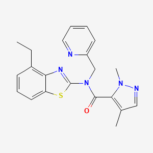 molecular formula C21H21N5OS B2969294 N-(4-乙基苯并[d]噻唑-2-基)-1,4-二甲基-N-(吡啶-2-基甲基)-1H-吡唑-5-甲酰胺 CAS No. 1207028-14-5