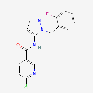 6-Chloro-N-[2-[(2-fluorophenyl)methyl]pyrazol-3-yl]pyridine-3-carboxamide