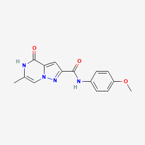 molecular formula C15H14N4O3 B2969300 N-(4-methoxyphenyl)-6-methyl-4-oxo-4,5-dihydropyrazolo[1,5-a]pyrazine-2-carboxamide CAS No. 1798622-53-3