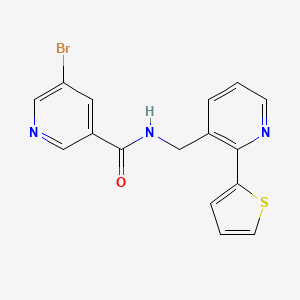 molecular formula C16H12BrN3OS B2969306 5-bromo-N-((2-(thiophen-2-yl)pyridin-3-yl)methyl)nicotinamide CAS No. 2034434-55-2