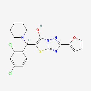 molecular formula C20H18Cl2N4O2S B2969310 5-((2,4-Dichlorophenyl)(piperidin-1-yl)methyl)-2-(furan-2-yl)thiazolo[3,2-b][1,2,4]triazol-6-ol CAS No. 887222-76-6