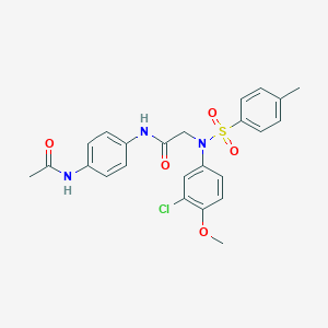 molecular formula C24H24ClN3O5S B296932 N-[4-(acetylamino)phenyl]-2-{3-chloro-4-methoxy[(4-methylphenyl)sulfonyl]anilino}acetamide 