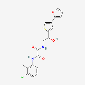 molecular formula C19H17ClN2O4S B2969320 N'-(3-Chloro-2-methylphenyl)-N-[2-[4-(furan-2-yl)thiophen-2-yl]-2-hydroxyethyl]oxamide CAS No. 2309587-46-8
