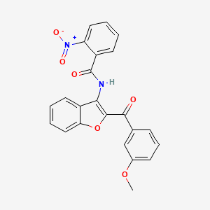 molecular formula C23H16N2O6 B2969322 N-[2-(3-甲氧基苯甲酰)-1-苯并呋喃-3-基]-2-硝基苯甲酰胺 CAS No. 823827-94-7