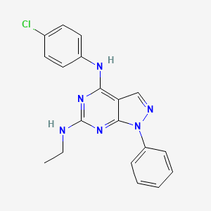 molecular formula C19H17ClN6 B2969324 N4-(4-chlorophenyl)-N6-ethyl-1-phenyl-1H-pyrazolo[3,4-d]pyrimidine-4,6-diamine CAS No. 946296-59-9