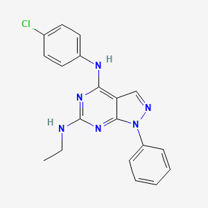 molecular formula C19H17ClN6 B2969324 N4-(4-氯苯基)-N6-乙基-1-苯基-1H-吡唑并[3,4-d]嘧啶-4,6-二胺 CAS No. 946296-59-9