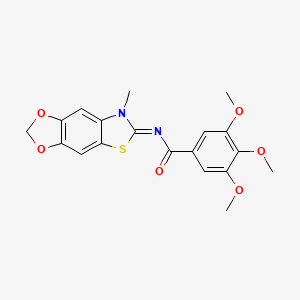 molecular formula C19H18N2O6S B2969326 3,4,5-trimethoxy-N-(7-methyl-[1,3]dioxolo[4,5-f][1,3]benzothiazol-6-ylidene)benzamide CAS No. 1322243-82-2