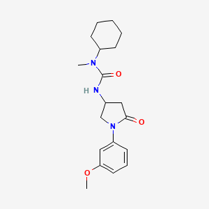 molecular formula C19H27N3O3 B2969335 1-Cyclohexyl-3-(1-(3-methoxyphenyl)-5-oxopyrrolidin-3-yl)-1-methylurea CAS No. 894011-57-5