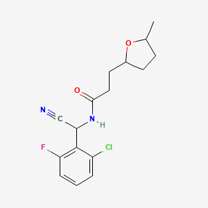 molecular formula C16H18ClFN2O2 B2969339 N-[(2-chloro-6-fluorophenyl)(cyano)methyl]-3-(5-methyloxolan-2-yl)propanamide CAS No. 1797850-39-5