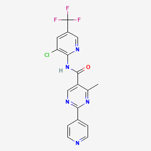 molecular formula C17H11ClF3N5O B2969345 N-[3-chloro-5-(trifluoromethyl)-2-pyridinyl]-4-methyl-2-(4-pyridinyl)-5-pyrimidinecarboxamide CAS No. 321430-25-5